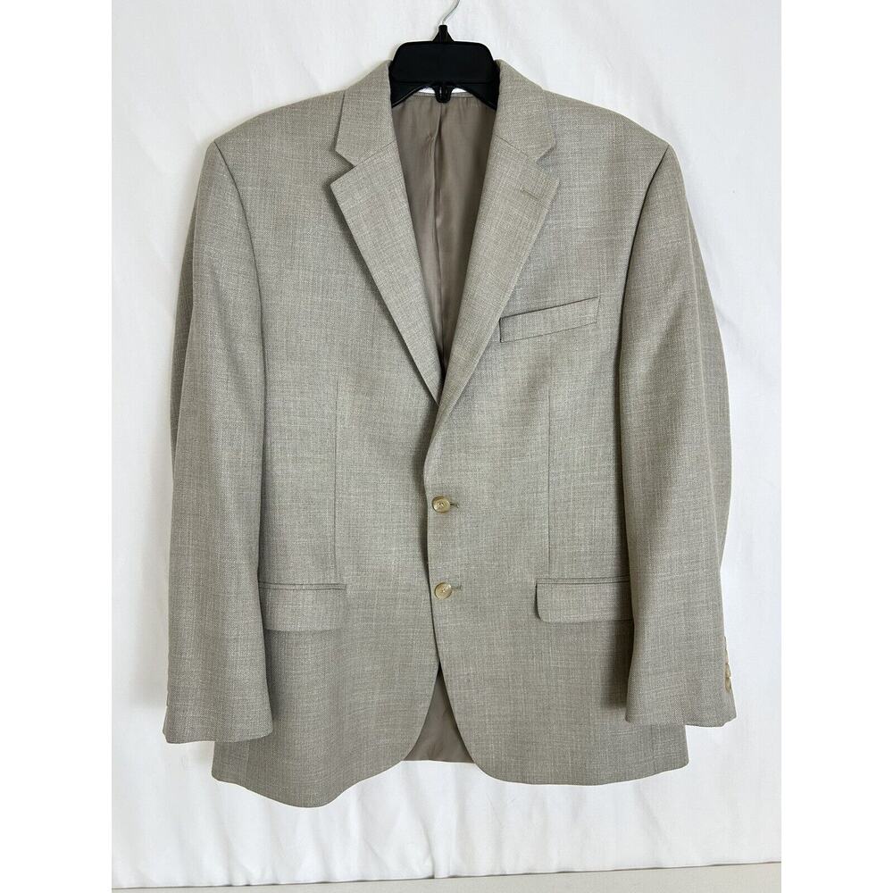 Lauren Ralph Lauren‎ Men's Blazer Linen Rayon Polyester Beige Tan Size 42R VGUC